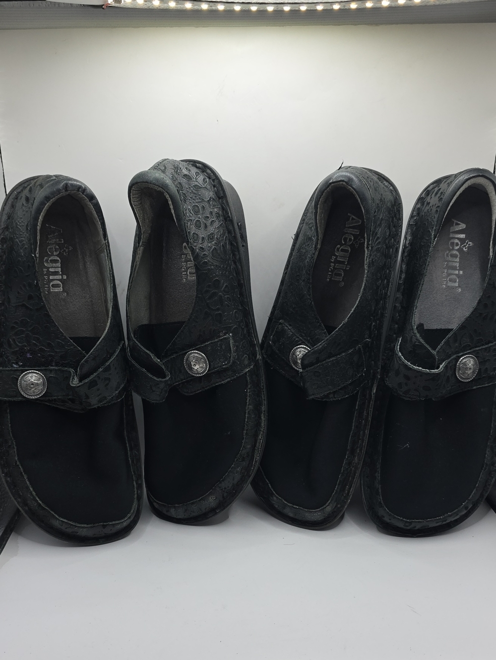 Alegria EU 39 Dena Dream Fit Black Shoe Platform Neoprene Leather DEN-435W